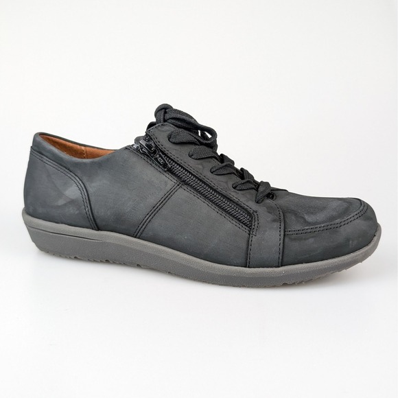 Vionic Abigail Black Nubuck Leather Lace Up Zip Up Comfort Orthopedic Sneakers - Picture 1 of 8